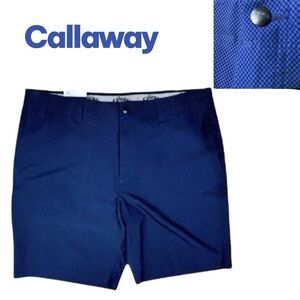 NEW Callaway Golf Shorts Active Elastic/Waist Blue Print Flat Front Men’s 40x9